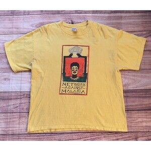 Malaria T Shirt Network Against Malaria One Net Saves Lives Size XL Yellow